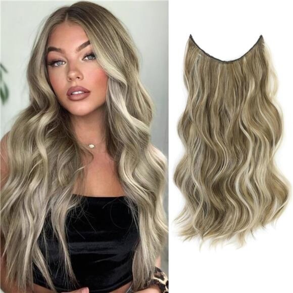Hair Extensions 4 Secure Clips in, Medium Brown Ash Blonde